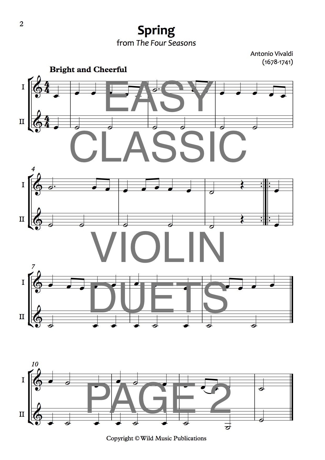 Easy Classic Violin Duets - Wild Music Publications