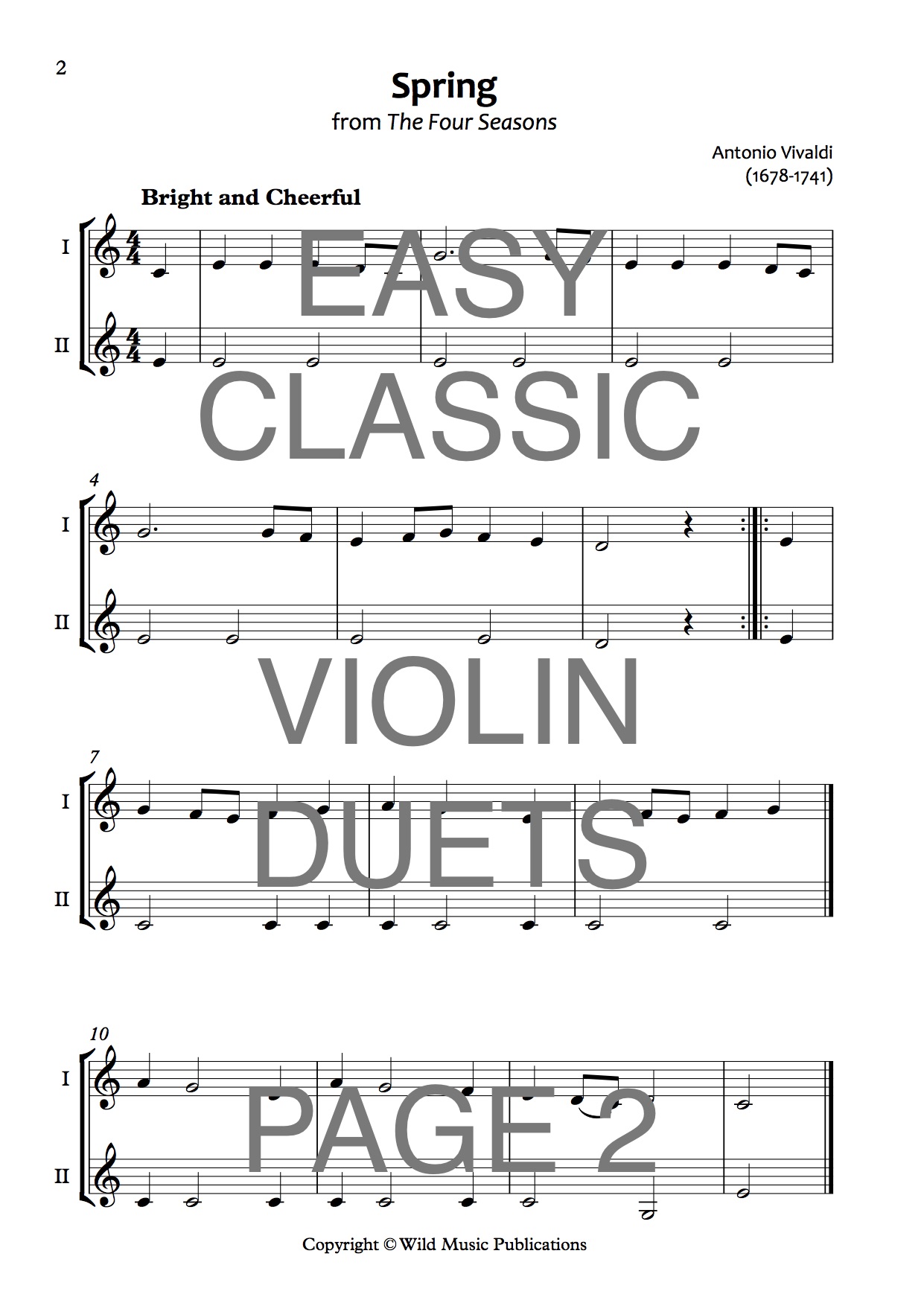 Easy Classic Violin Duets Wild Music Publications