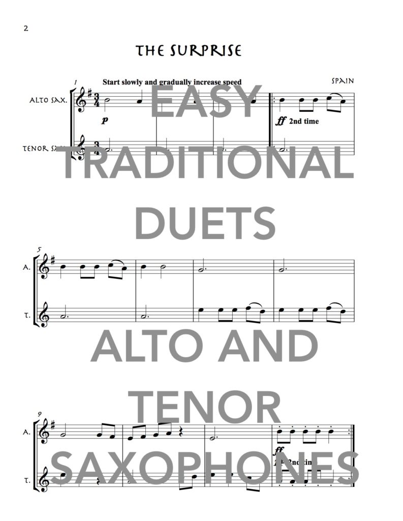 Easy Traditional Duets For Alto And Tenor Saxophones Wild Music Publications 