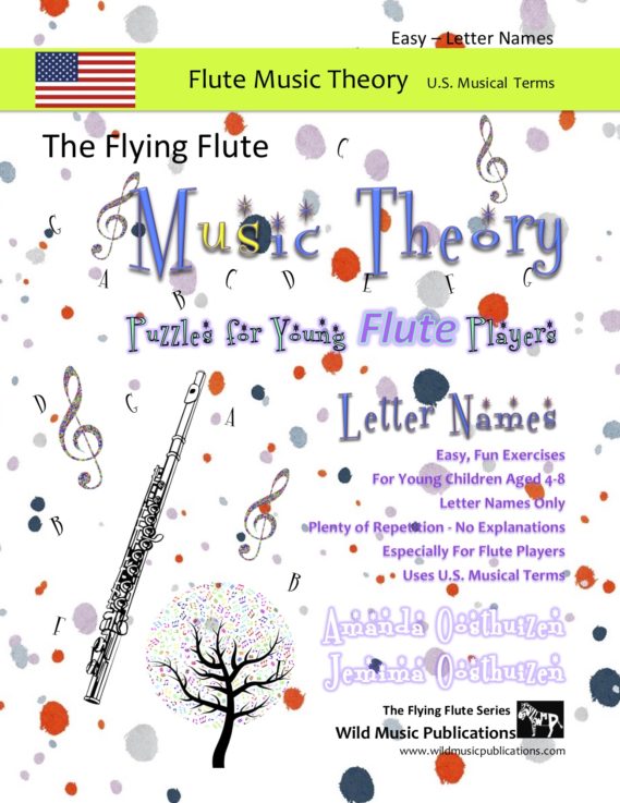 The Flying Flute Music Theory Puzzles for Young Flute Players - US Terms