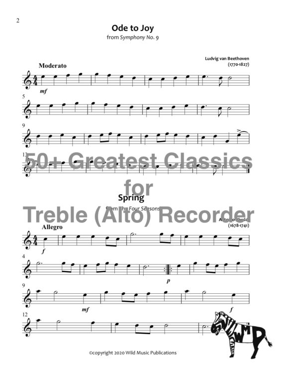 50+ Greatest Classics for Treble starting with the easiest Alto Recorder: instantly recognisable tunes by the world's greatest composers arranged especially for alto recorder
